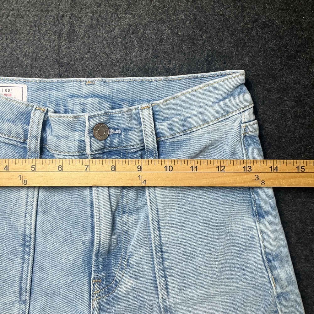 GAP Stride Ankle Jeans Women 24 Light Blue Wide Leg High Rise Front Seam Boho - Picture 5 of 9